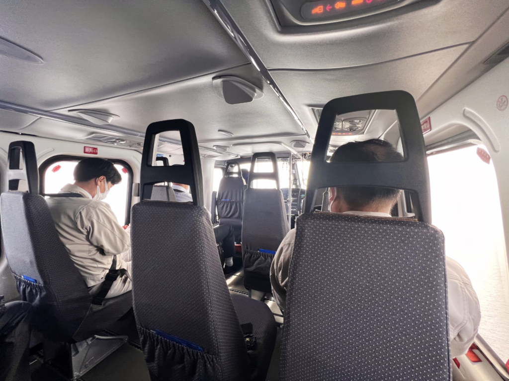 Inside the Tokyo Island Shuttle helicopter flying from Hachijojima to Aogashima